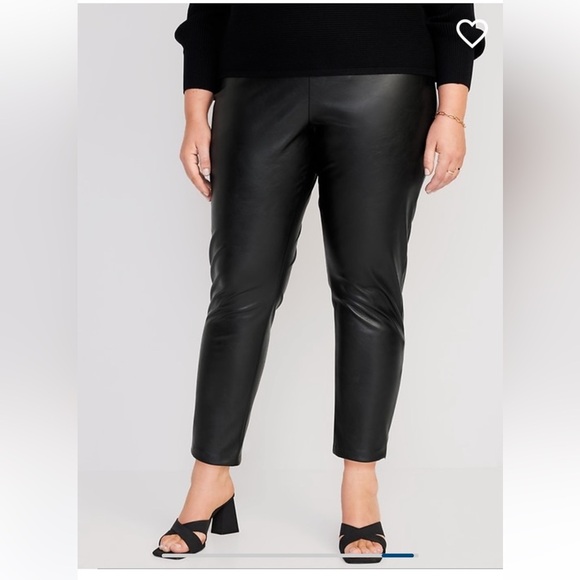 Old Navy extra high rise skinny  faux black leather pants side zip size 16 - Picture 1 of 12